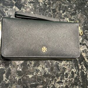 Tory Burch Black Saffiano Leather Wristlet